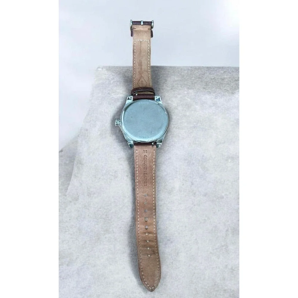 Fossil Caressa BQ3015 Women's 40mm Multifunction Crystal Bezel Leather Watch